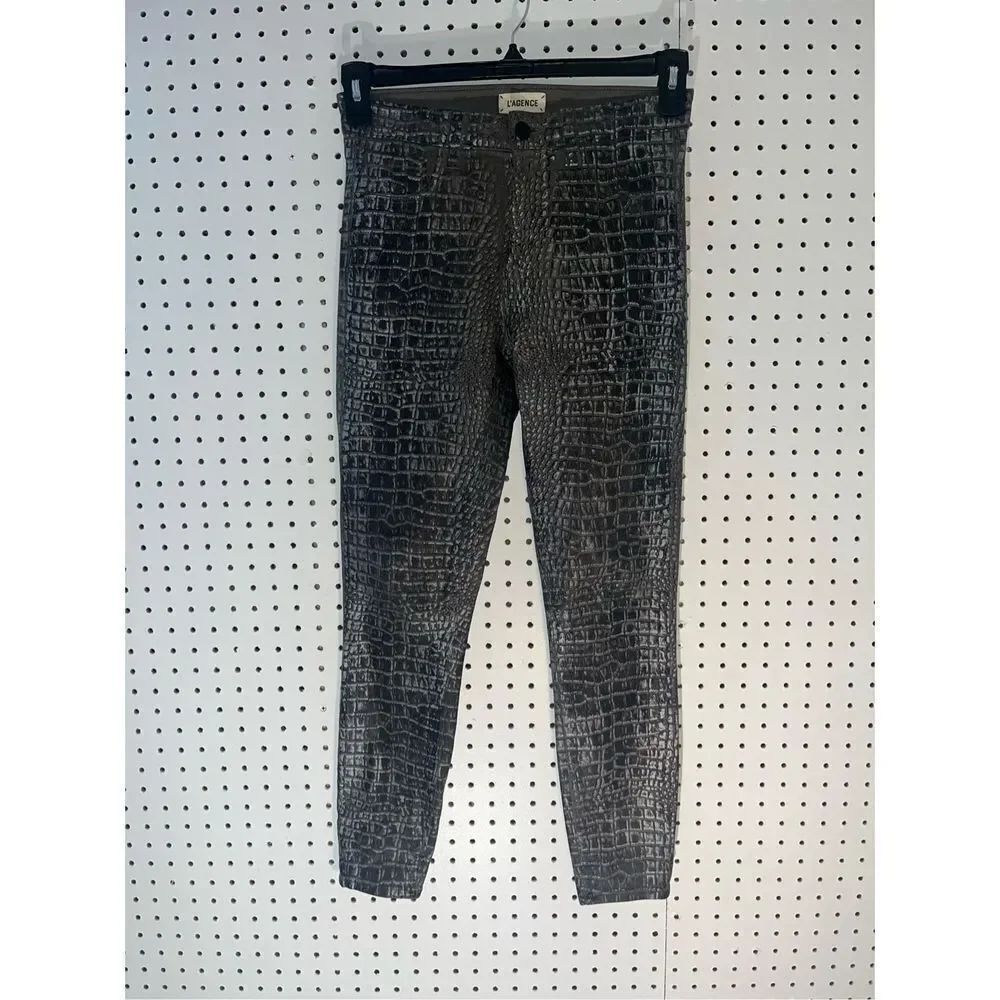 L'AGENCE margot high rise croc foil jeans